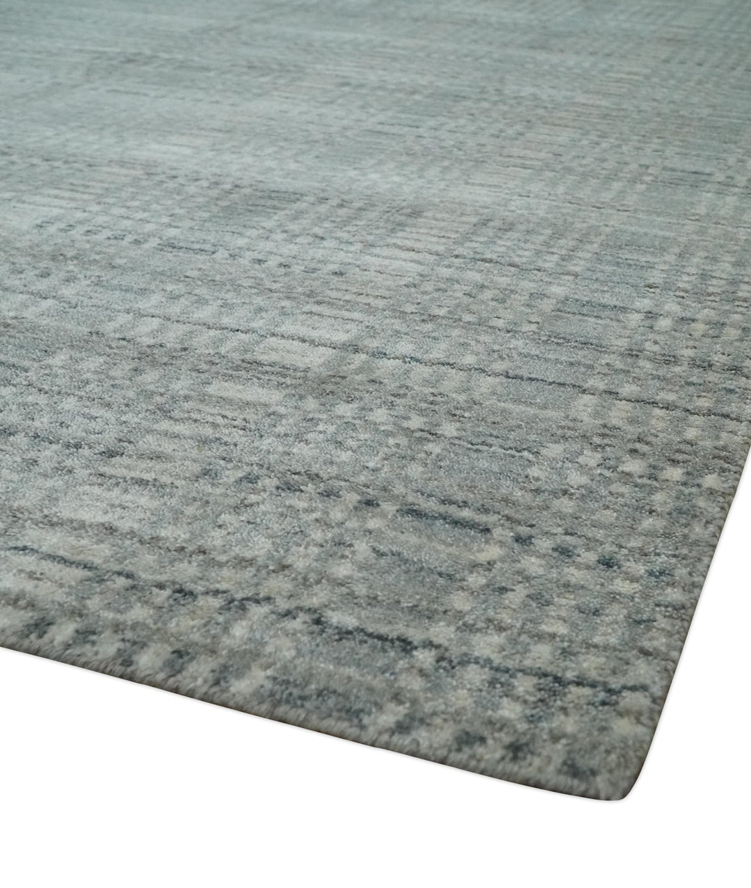 8x10 Hand Made Shaded Scandinavian Beige and Gray Blended Wool Flatwoven Area Rug | KE10 - The Rug Decor
