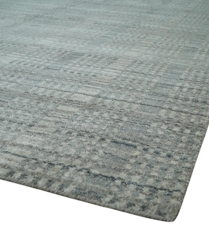 8x10 Hand Made Shaded Scandinavian Beige and Gray Blended Wool Flatwoven Area Rug | KE10 - The Rug Decor
