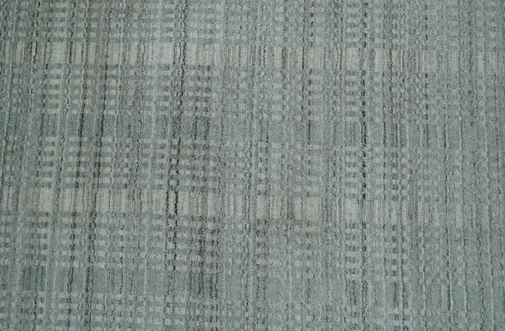 8x10 Hand Made Shaded Scandinavian Beige and Gray Blended Wool Flatwoven Area Rug | KE10 - The Rug Decor