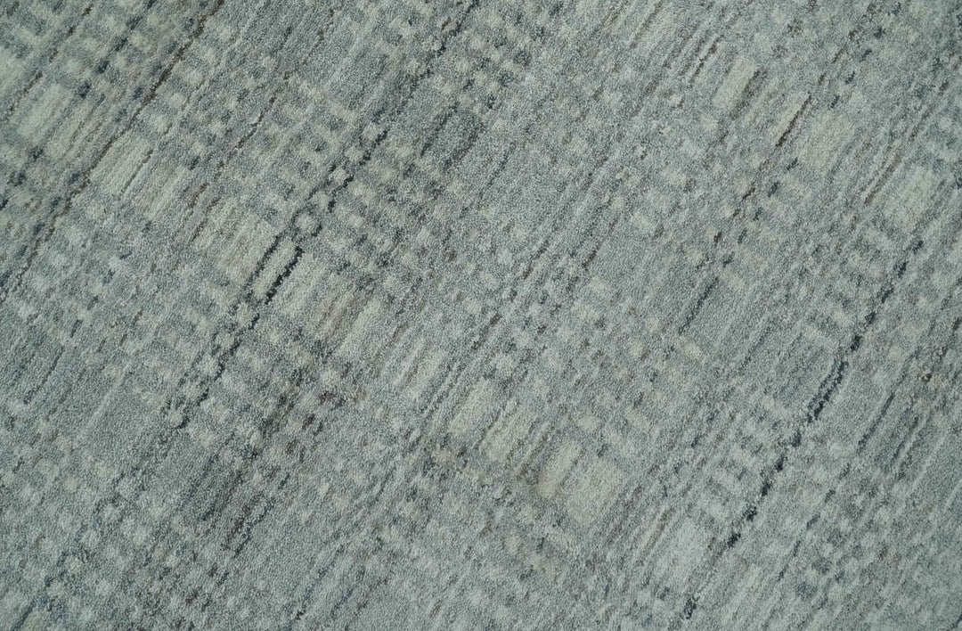 8x10 Hand Made Shaded Scandinavian Beige and Gray Blended Wool Flatwoven Area Rug | KE10 - The Rug Decor