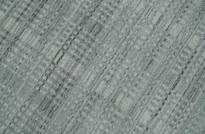 8x10 Hand Made Shaded Scandinavian Beige and Gray Blended Wool Flatwoven Area Rug | KE10 - The Rug Decor