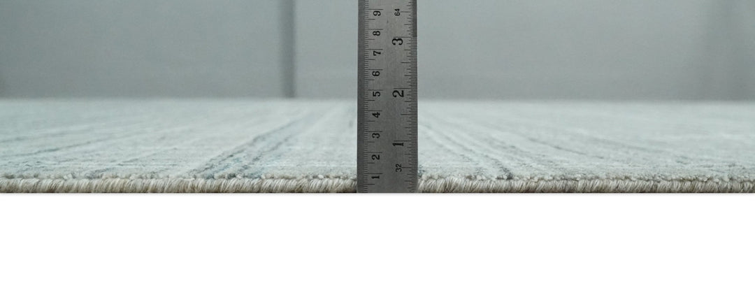 8x10 Hand Made Shaded Scandinavian White, Camel and Gray Blended Wool Flatwoven Area Rug | KE25 - The Rug Decor