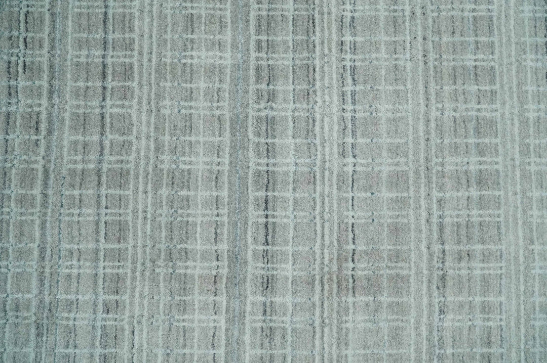 8x10 Hand Made Shaded Scandinavian White, Camel and Gray Blended Wool Flatwoven Area Rug | KE25 - The Rug Decor