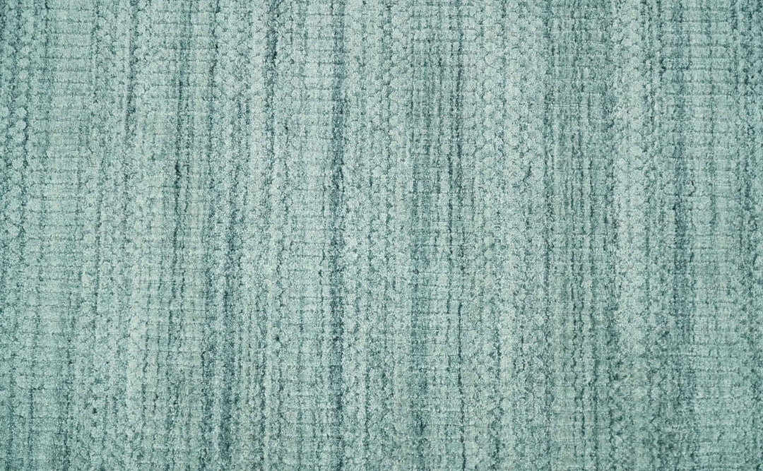 8x10 Hand Made Silver and Teal Solid Scandinavian Blended Wool Flatwoven Area Rug | KE27 - The Rug Decor