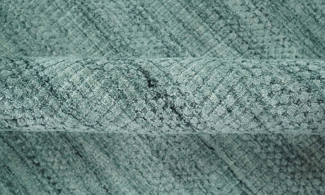 8x10 Hand Made Silver and Teal Solid Scandinavian Blended Wool Flatwoven Area Rug | KE27 - The Rug Decor