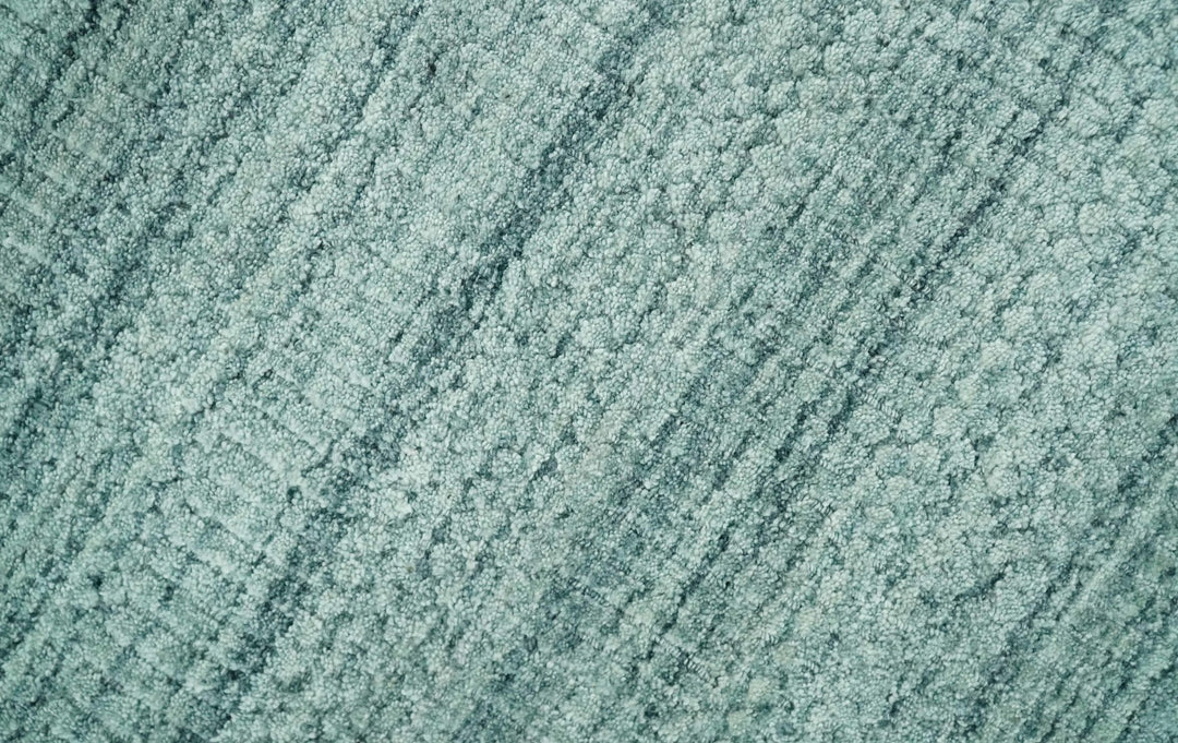 8x10 Hand Made Silver and Teal Solid Scandinavian Blended Wool Flatwoven Area Rug | KE27 - The Rug Decor