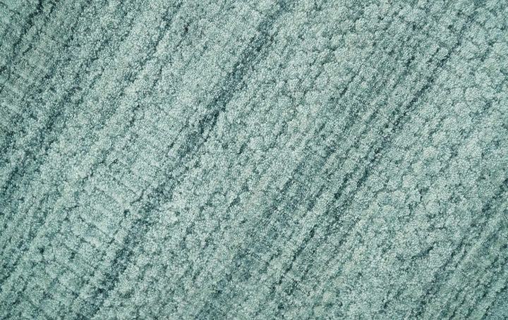 8x10 Hand Made Silver and Teal Solid Scandinavian Blended Wool Flatwoven Area Rug | KE27 - The Rug Decor