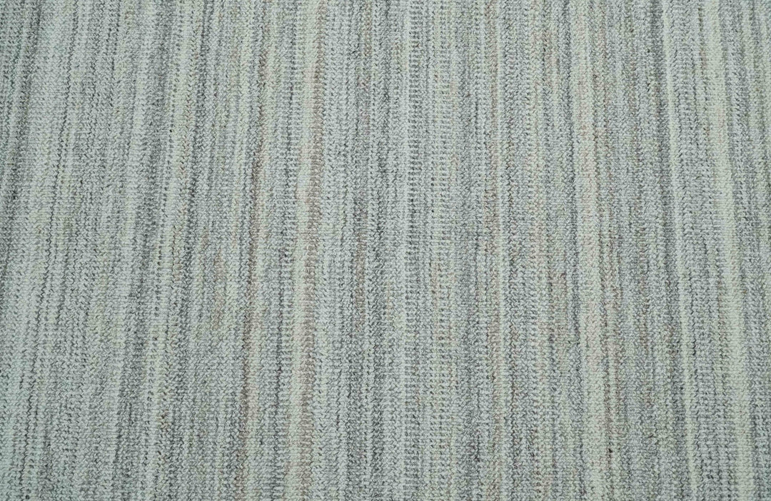 8x10 Hand Made Solid Camel, Ivory and Brown Scandinavian Blended Wool Flatwoven Area Rug | KE24 - The Rug Decor