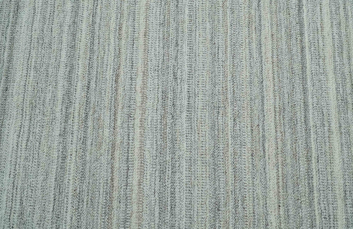 8x10 Hand Made Solid Camel, Ivory and Brown Scandinavian Blended Wool Flatwoven Area Rug | KE24 - The Rug Decor