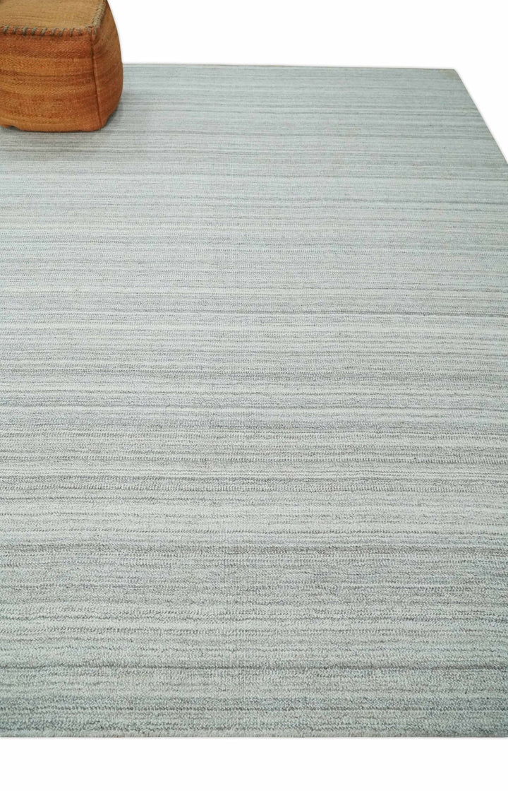 8x10 Hand Made Solid Camel, Ivory and Brown Scandinavian Blended Wool Flatwoven Area Rug | KE24 - The Rug Decor