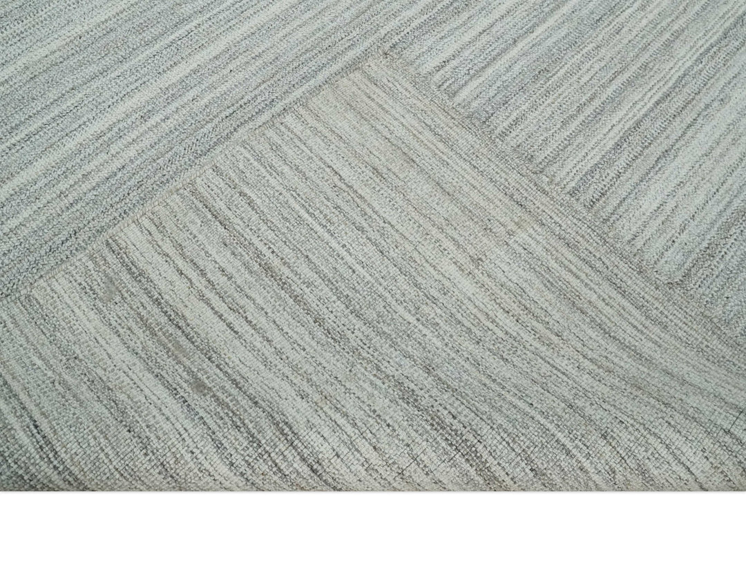 8x10 Hand Made Solid Camel, Ivory and Brown Scandinavian Blended Wool Flatwoven Area Rug | KE24 - The Rug Decor