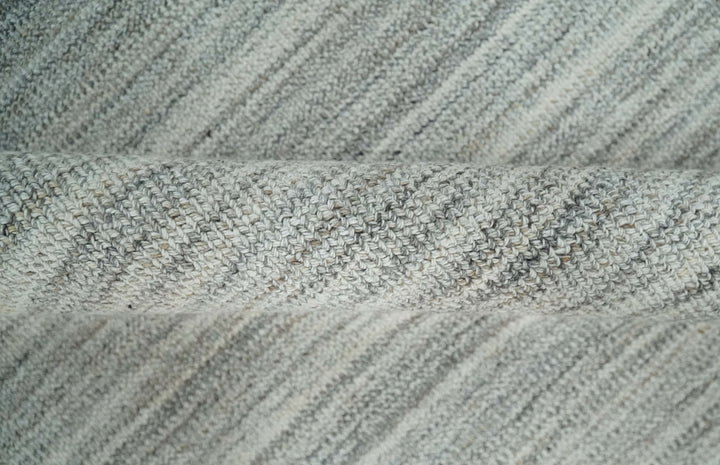 8x10 Hand Made Solid Camel, Ivory and Brown Scandinavian Blended Wool Flatwoven Area Rug | KE24 - The Rug Decor