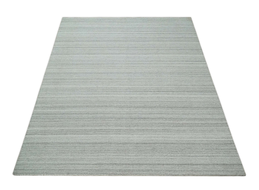 8x10 Hand Made Solid Camel, Ivory and Brown Scandinavian Blended Wool Flatwoven Area Rug | KE24 - The Rug Decor