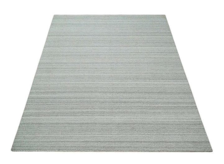 8x10 Hand Made Solid Camel, Ivory and Brown Scandinavian Blended Wool Flatwoven Area Rug | KE24 - The Rug Decor