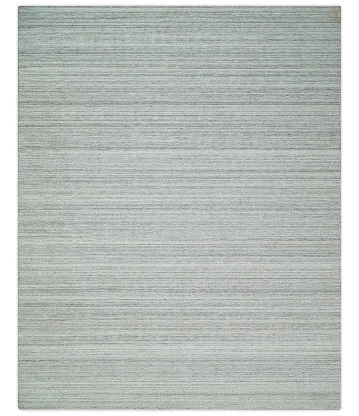 8x10 Hand Made Solid Camel, Ivory and Brown Scandinavian Blended Wool Flatwoven Area Rug | KE24 - The Rug Decor