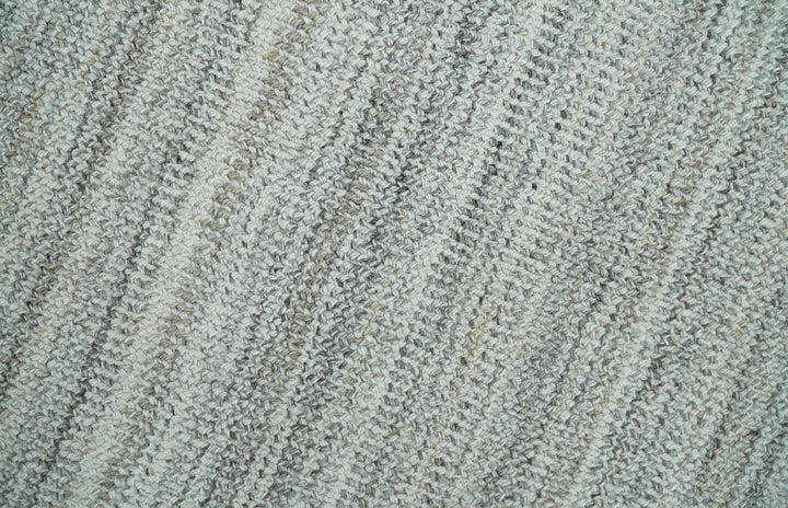 8x10 Hand Made Solid Camel, Ivory and Brown Scandinavian Blended Wool Flatwoven Area Rug | KE24 - The Rug Decor