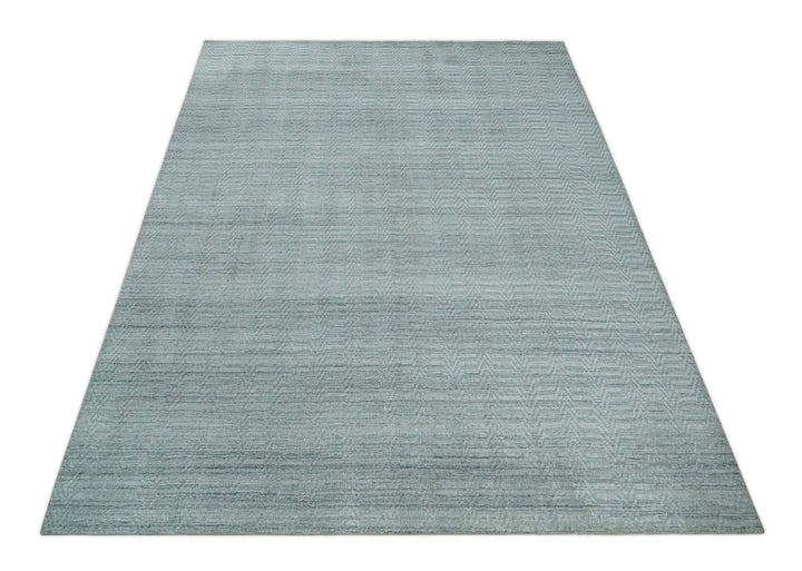 8x10 Hand Made Solid Silver, Gray and Brown Scandinavian Blended Wool Flatwoven Area Rug | KE12 - The Rug Decor