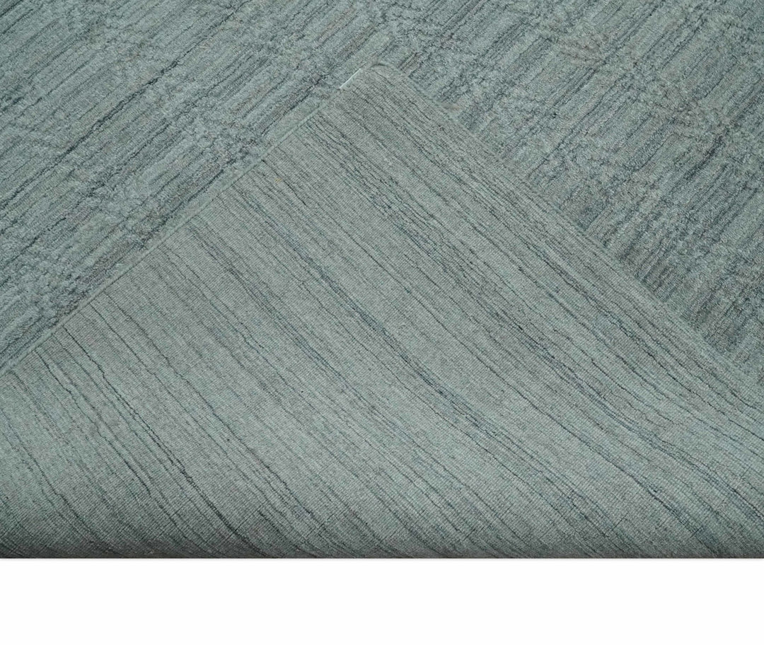 8x10 Hand Made Solid Silver, Gray and Brown Scandinavian Blended Wool Flatwoven Area Rug | KE12 - The Rug Decor