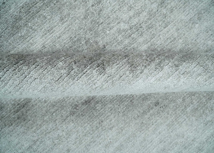 8x10 Ivory and Silver Blended Hand Loomed Modern Scandinavian Art Silk Area Rug - The Rug Decor