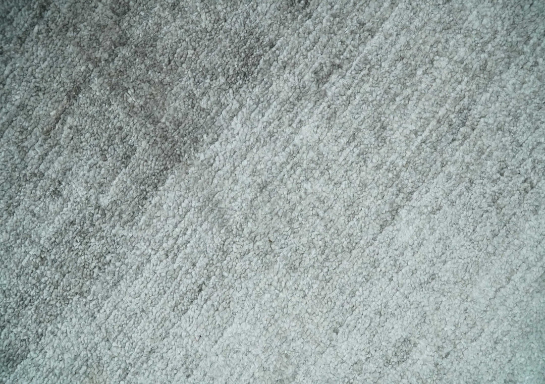 8x10 Ivory and Silver Blended Hand Loomed Modern Scandinavian Art Silk Area Rug - The Rug Decor