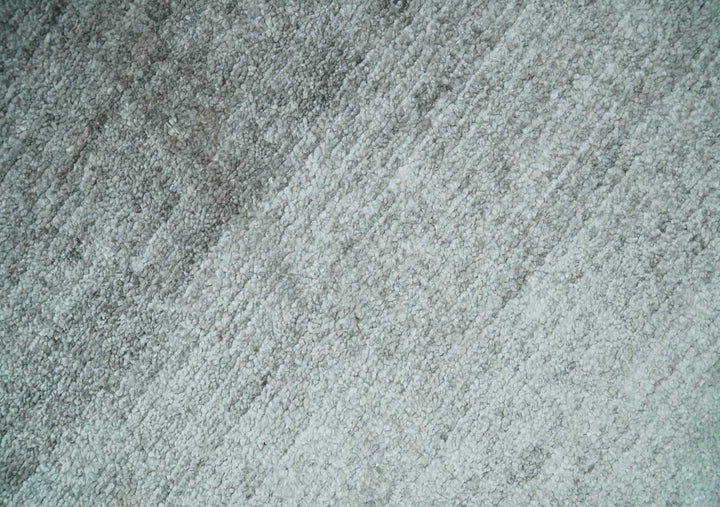 8x10 Ivory and Silver Blended Hand Loomed Modern Scandinavian Art Silk Area Rug - The Rug Decor