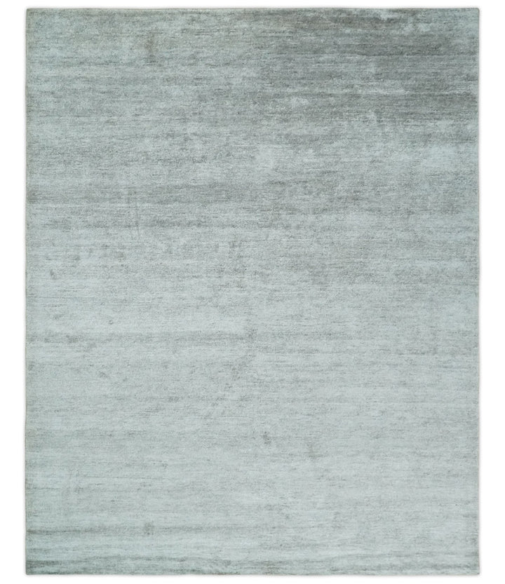 8x10 Ivory and Silver Blended Hand Loomed Modern Scandinavian Art Silk Area Rug - The Rug Decor