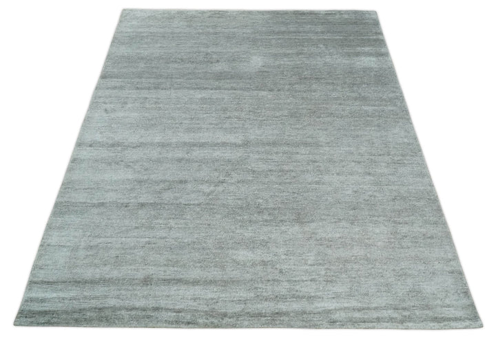 8x10 Ivory and Silver Blended Hand Loomed Modern Scandinavian Art Silk Area Rug - The Rug Decor
