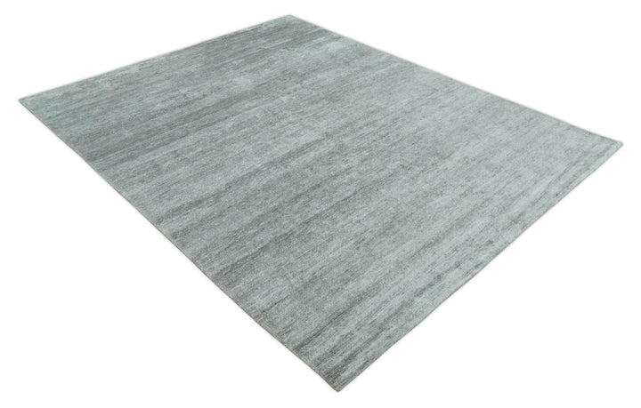 8x10 Ivory and Silver Blended Hand Loomed Modern Scandinavian Art Silk Area Rug - The Rug Decor