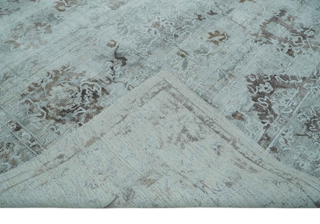 8x10 Ivory, Brown and Gray Modern Oushak Handmade Art Silk Area Rug - The Rug Decor