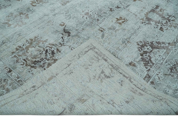 8x10 Ivory, Brown and Gray Modern Oushak Handmade Art Silk Area Rug - The Rug Decor