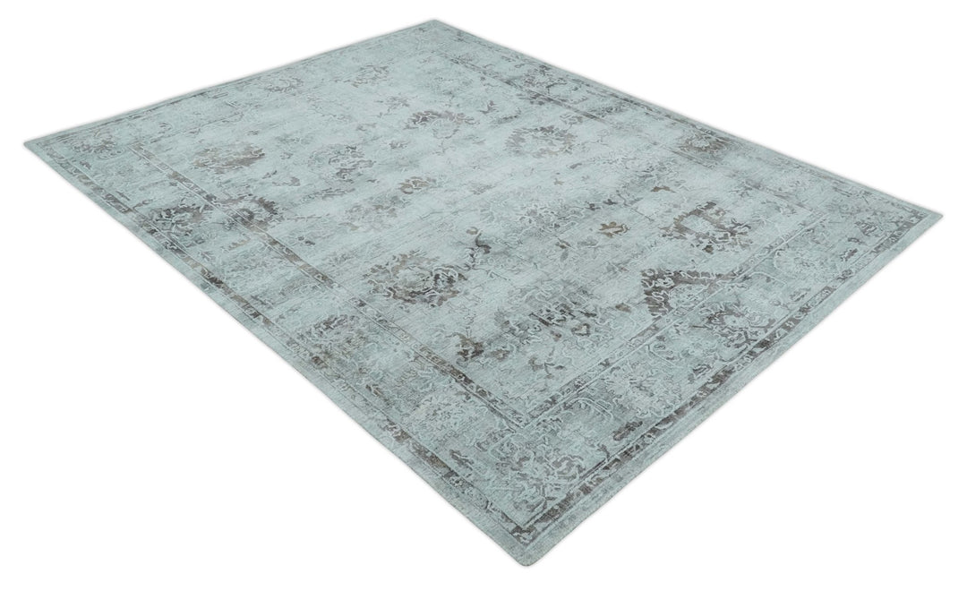 8x10 Ivory, Brown and Gray Modern Oushak Handmade Art Silk Area Rug - The Rug Decor