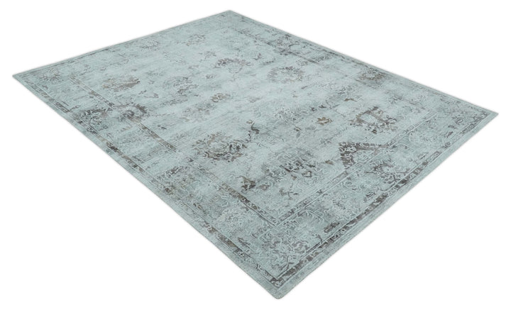 8x10 Ivory, Brown and Gray Modern Oushak Handmade Art Silk Area Rug - The Rug Decor
