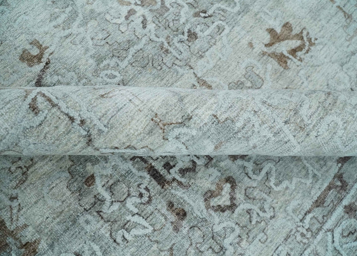 8x10 Ivory, Brown and Gray Modern Oushak Handmade Art Silk Area Rug - The Rug Decor