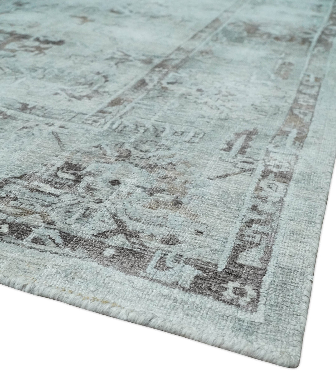 8x10 Ivory, Brown and Gray Modern Oushak Handmade Art Silk Area Rug - The Rug Decor