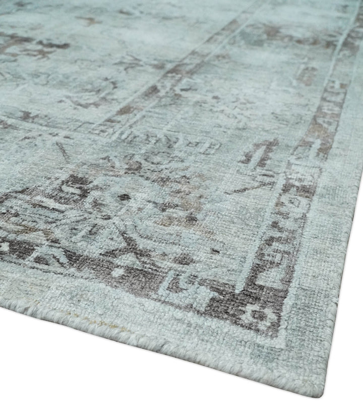 8x10 Ivory, Brown and Gray Modern Oushak Handmade Art Silk Area Rug - The Rug Decor