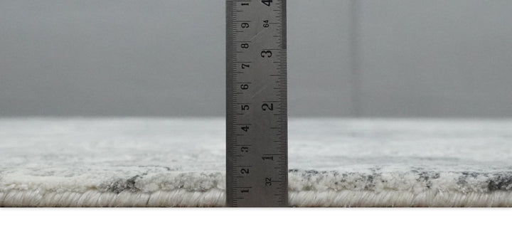 8x10 Ivory, Silver and Charcoal Modern Abstract Hand Loomed Blended wool and Art silk Area Rug - The Rug Decor