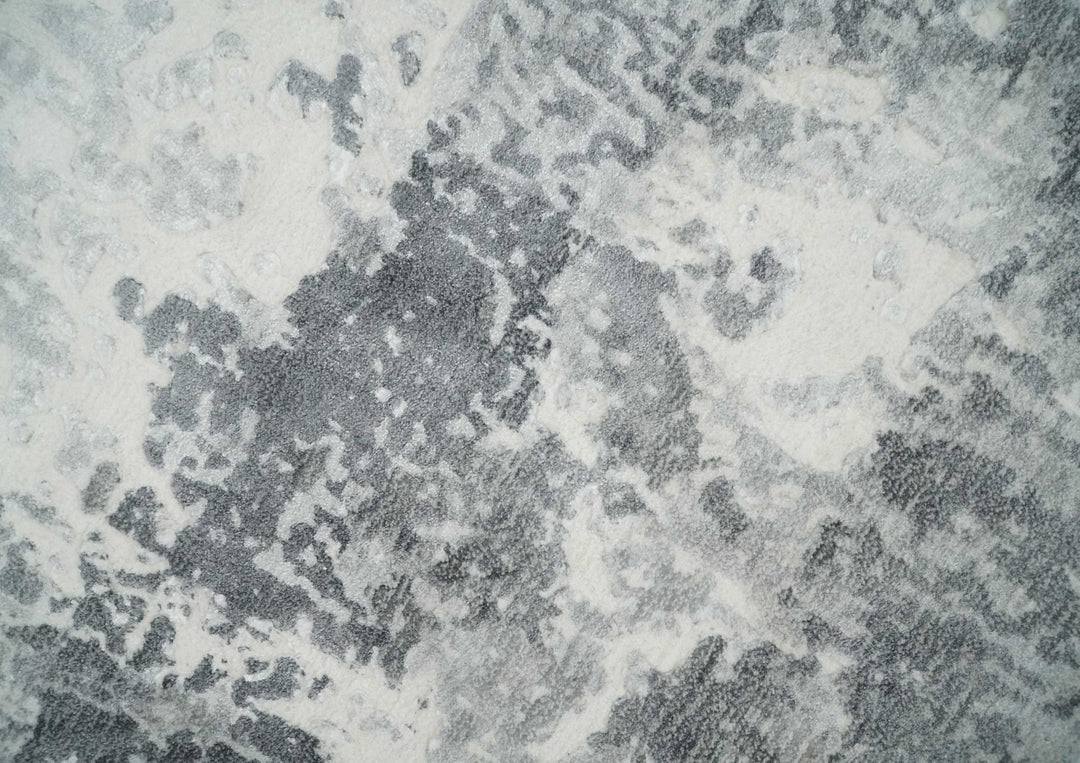 8x10 Ivory, Silver and Charcoal Modern Abstract Hand Loomed Blended wool and Art silk Area Rug - The Rug Decor