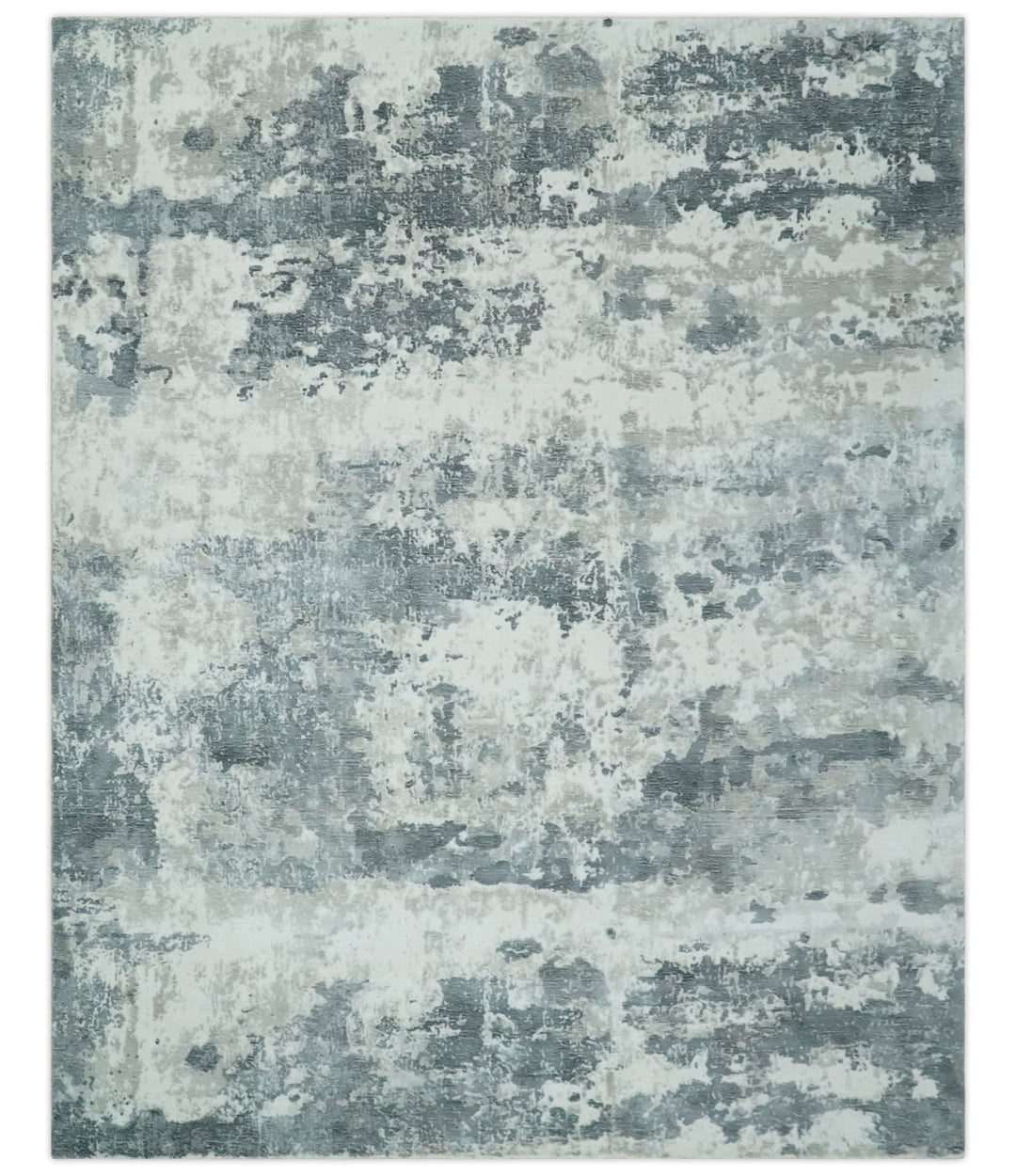 8x10 Ivory, Silver and Charcoal Modern Abstract Hand Loomed Blended wool and Art silk Area Rug - The Rug Decor