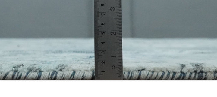 8x10 Ivory, Silver and Teal Modern Abstract Hand Loomed Blended wool and Art silk Area Rug - The Rug Decor