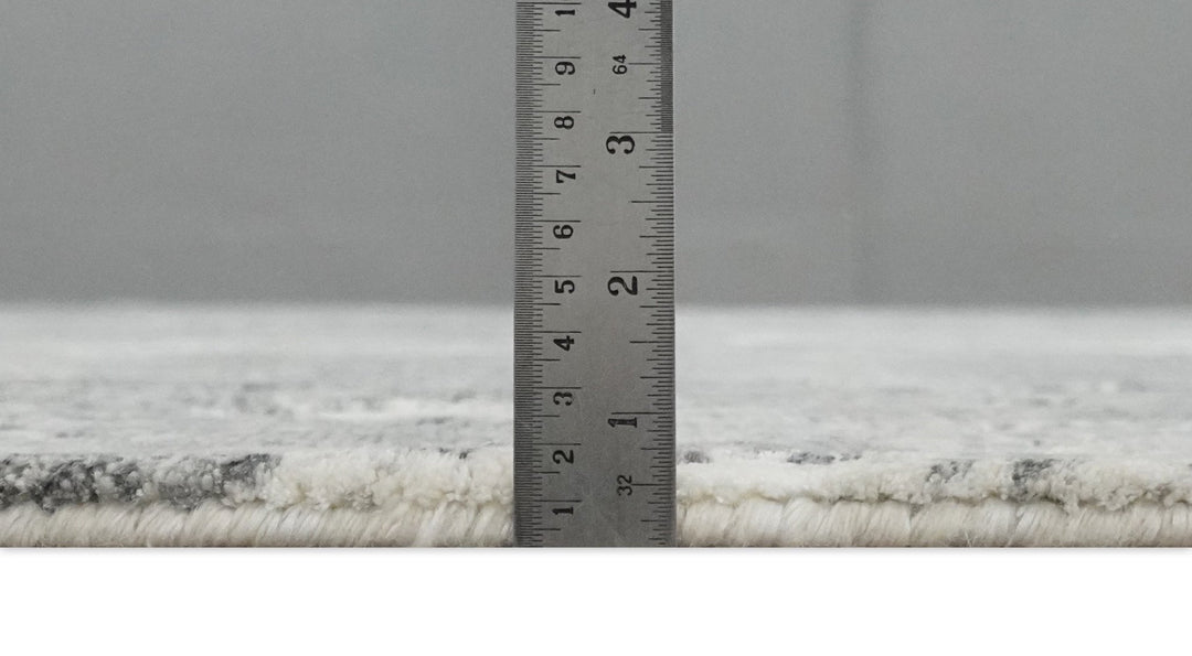 8x10 Modern Abstract Blended wool and Art silk Ivory, Silver and Charcoal Hand Loomed Area Rug - The Rug Decor