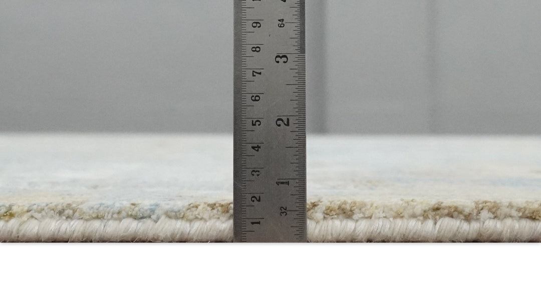 8x10 Modern Abstract Blended wool and Art silk Ivory, Teal and Beige Hand Loomed Area Rug - The Rug Decor