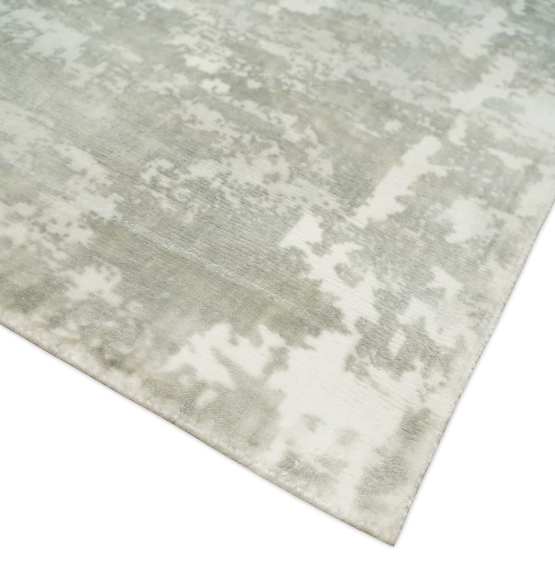 8x10 Modern Abstract Ivory and Camel Contemporary Wool Area Rug | QT22 - The Rug Decor