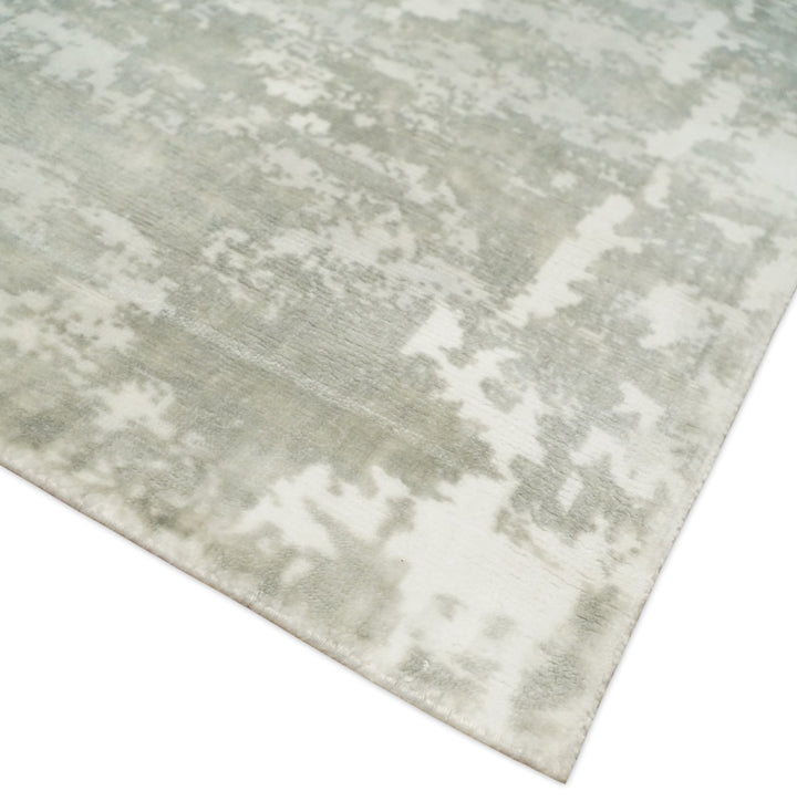 8x10 Modern Abstract Ivory and Camel Contemporary Wool Area Rug | QT22 - The Rug Decor