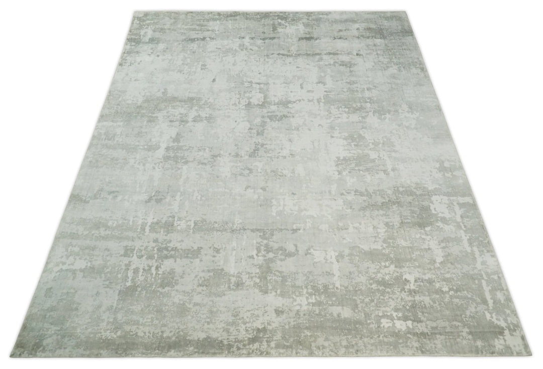 8x10 Modern Abstract Ivory and Camel Contemporary Wool Area Rug | QT22 - The Rug Decor