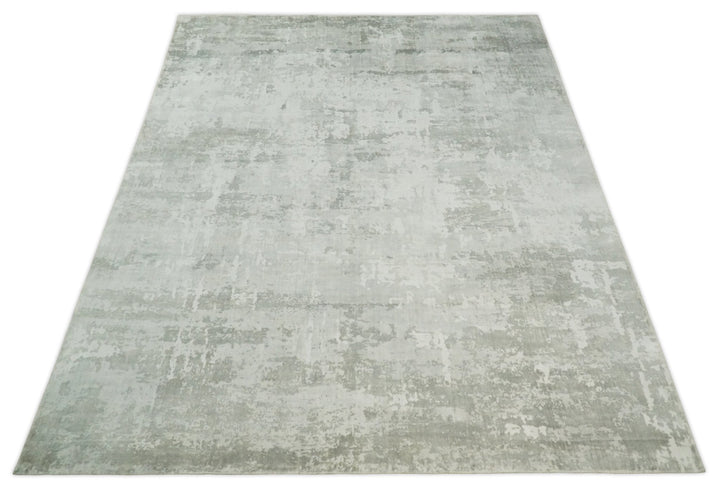 8x10 Modern Abstract Ivory and Camel Contemporary Wool Area Rug | QT22 - The Rug Decor