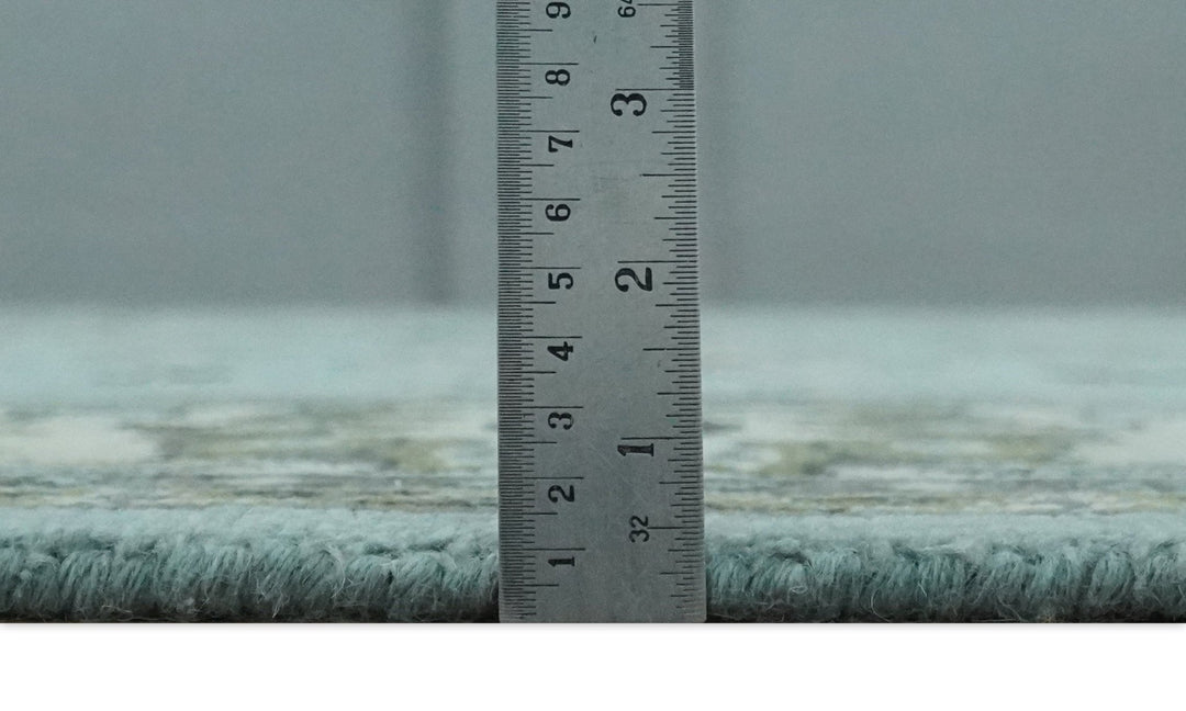 8x10 Premium Aqua, Ivory and Green Traditional Floral Hand knotted wool Area Rug - The Rug Decor