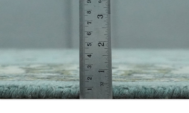 8x10 Premium Aqua, Ivory and Green Traditional Floral Hand knotted wool Area Rug - The Rug Decor