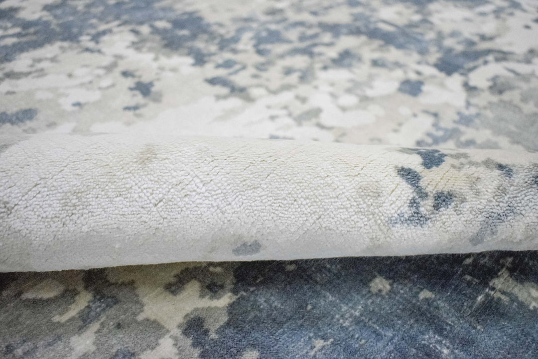 8x10 Rug, Abstract Blue and Ivory Rug made with Viscose Art Silk, Living, Dinning and Bedroom Rug | TRD006QT810 - The Rug Decor