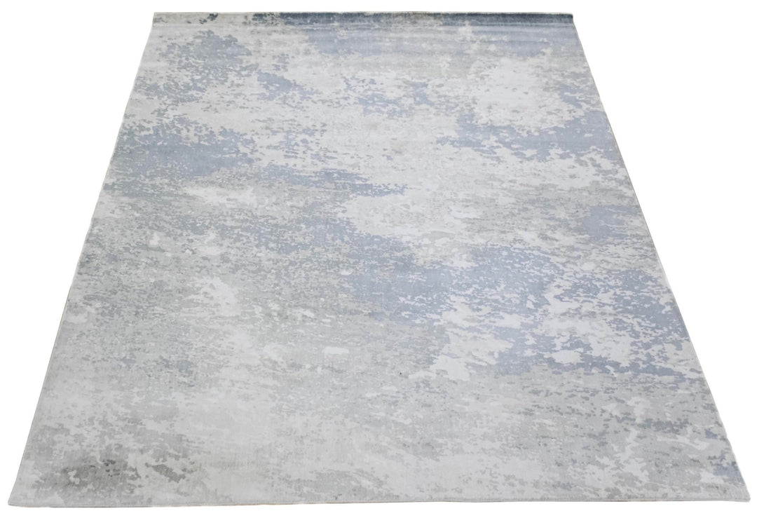 8x10 Rug, Abstract Blue and Ivory Rug made with Viscose Art Silk, Living, Dinning and Bedroom Rug | TRD006QT810 - The Rug Decor