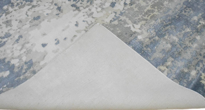 8x10 Rug, Abstract Blue and Ivory Rug made with Viscose Art Silk, Living, Dinning and Bedroom Rug | TRD006QT810 - The Rug Decor